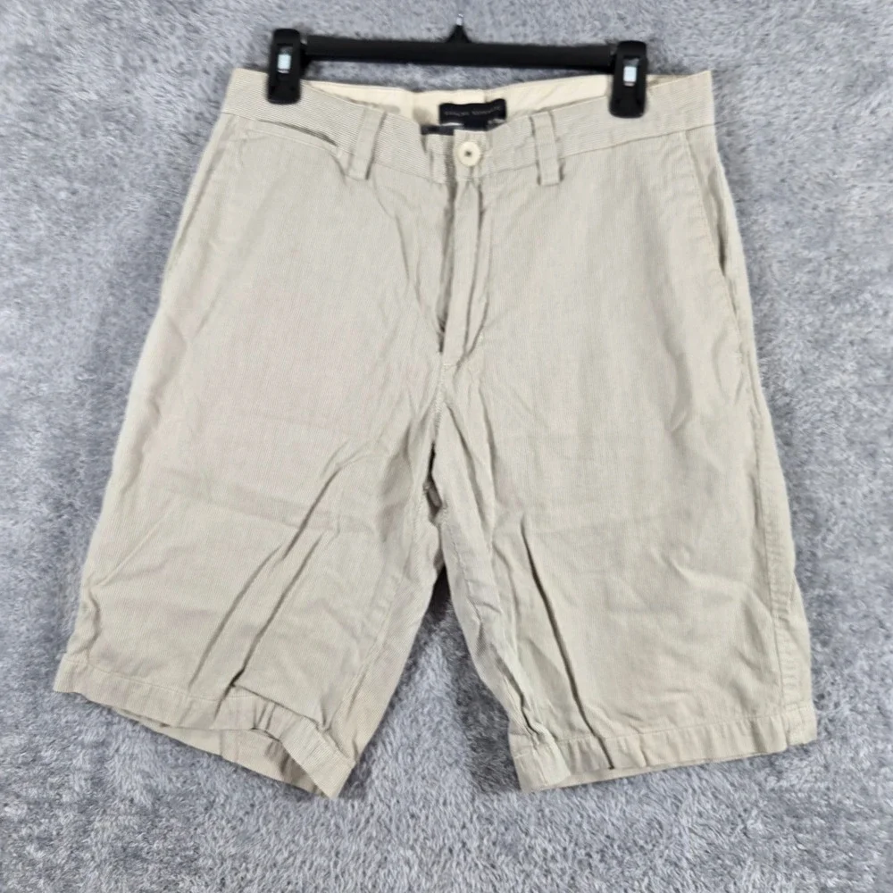Banana Republic Mens Seersucker Striped Shorts Khaki White Cotton Size‎ 30